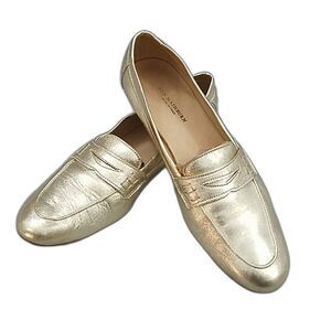 Ann Mashburn Gold Leather Metallic slip-on Penny loafers - SZ 41 10.5-11 US